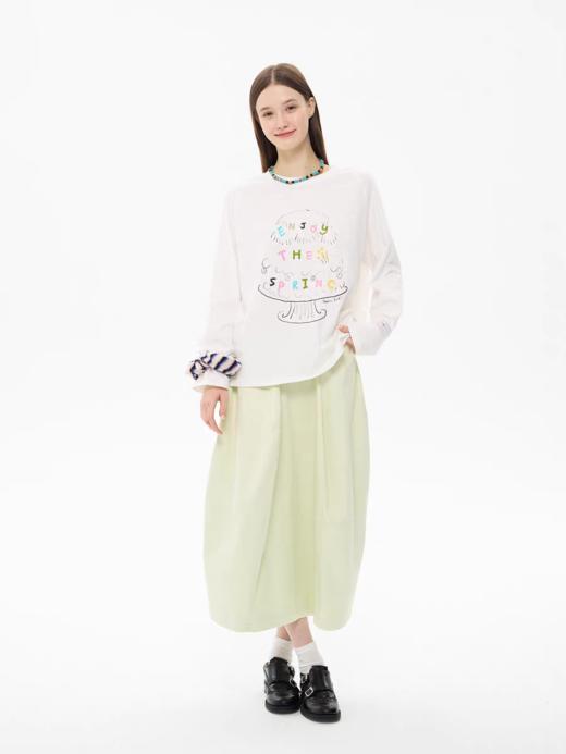 heris/H61123/“空气感”苹果绿优雅缎面 立体造型花苞裙 商品图2