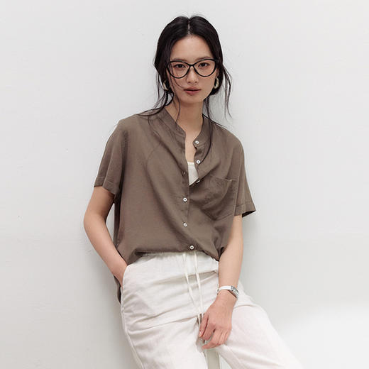 （合作款）【2026夏季新品】天丝亚麻 · 短袖衬衫 莱赛尔开衫简约百搭纽扣衬衣yc0409003 商品图1