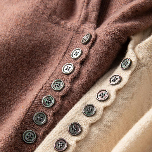 100%Baby小山羊绒~半开扣连帽衫女宽松休闲针织衫BABY260553 商品图4