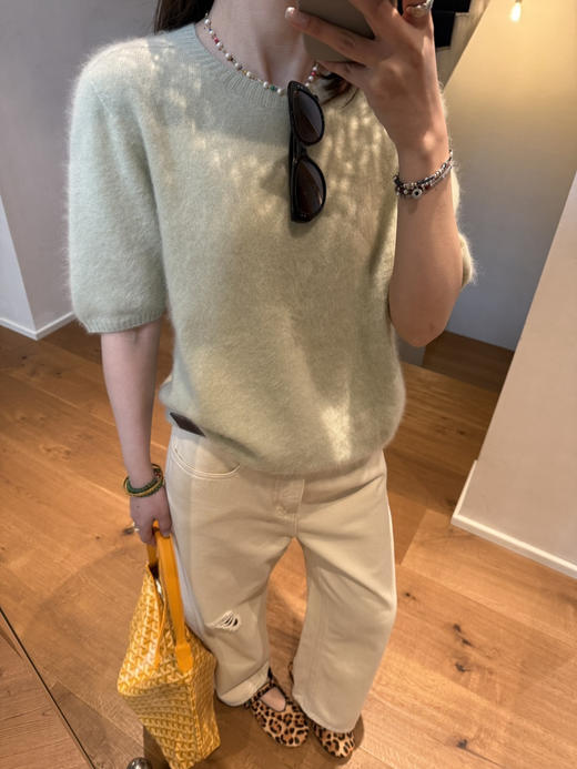 早春马卡龙色系拉毛短袖来喽～无缝一体山羊绒羊毛针织 售后时间：签收3天内，不合适及时申请！ 商品图2