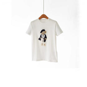 「高货yn」全新升级【铂金会员174/天猫229/差价55】(03024)洛诗琳气质立体刺绣T恤2026春夏新款正肩小熊图案短袖上衣