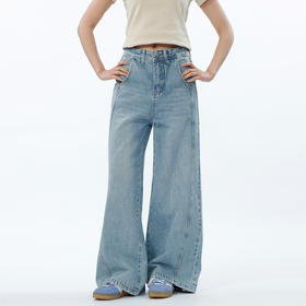 宽松百搭基本款阔腿直筒牛仔裤-纪念日百货门店同款169453312