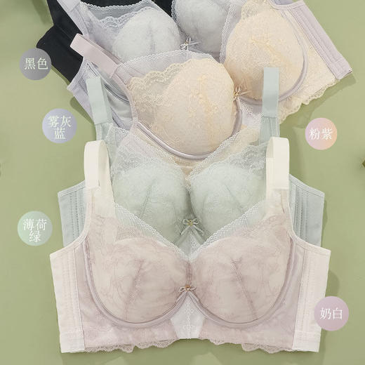 ZYQ-539  小胸内衣薄款蕾丝性感芒果杯软钢圈上托防下垂舒适网纱透气文胸女（单件） 商品图0