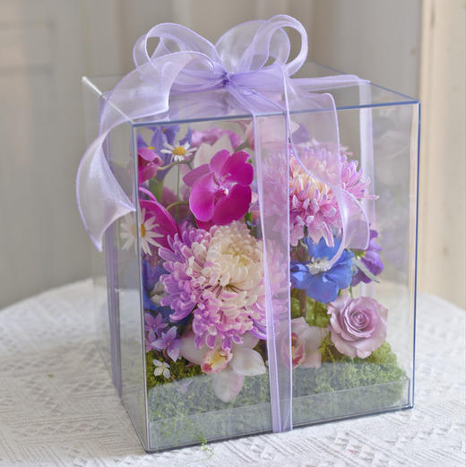 《槿紫》蝴蝶兰牡丹菊海洋之歌亚克力礼盒长25×宽25×高27（cm） 商品图3