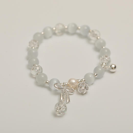 新款中式白水晶蝴蝶结猫眼石手链手串-纪念日百货门店同款159219522 商品图5