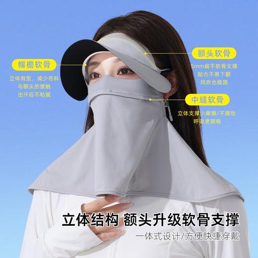【春季穿搭】新款冰丝防晒面罩女夏季遮阳黑胶帽檐防紫外线帽子口罩一体脸基尼 商品图2