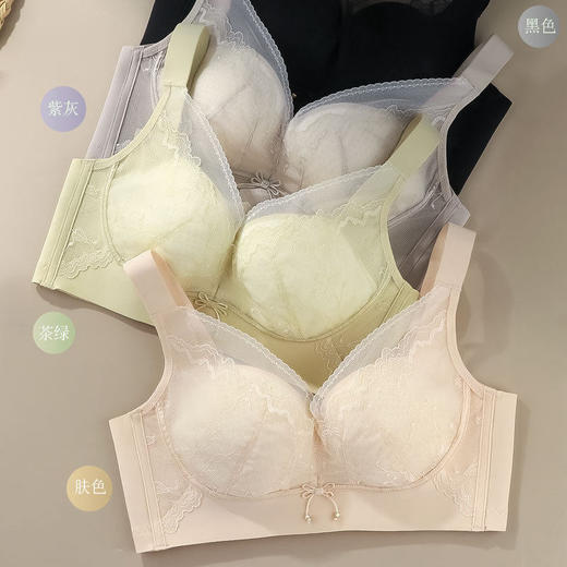 ZYQ-553  无侧骨内衣薄款透气全罩杯舒适性感蕾丝防下垂调整型大胸显小文胸（单件） 商品图2