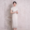 气质中长款蕾丝，双层白色订婚日常改良旗袍XL9153 商品缩略图2
