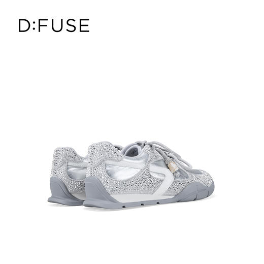 Dfuse迪芙斯2026春季新款皱纹牛皮拼钻双鞋带潮酷运动鞋德训鞋 商品图3