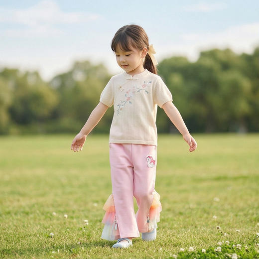 小马宝莉联名年衣童装裤子春季新款女童卡通小马宝莉撞色裤子N1261022B02 商品图1