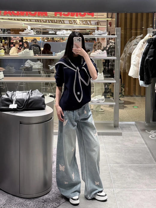 311-3 一步到位底裤价 超吸睛 ann蝴蝶刺绣 阔腿牛仔裤 炒鸡时髦 商品图4