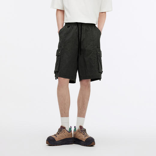 森马休闲裤男夏季皱感肌理感短裤oversize做旧水洗松紧腰头裤子 商品图2