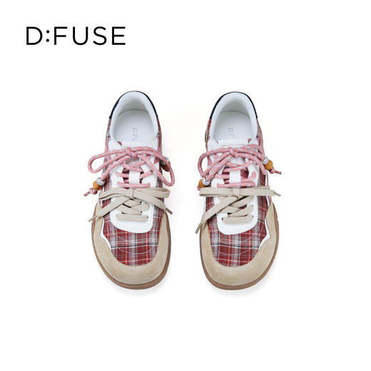 Dfuse迪芙斯2026春季新款反绒皮格纹拼接双鞋带复古德训鞋运动鞋DFE1112137 商品图4