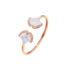 ［东方幸趣］18K玫瑰金贝母镶钻手镯#迎幸