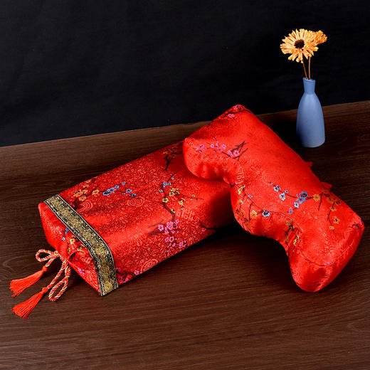 红色 寿枕男女头脚枕黄帝枕稻谷壳荞麦枕头枕脚蹬 商品图0