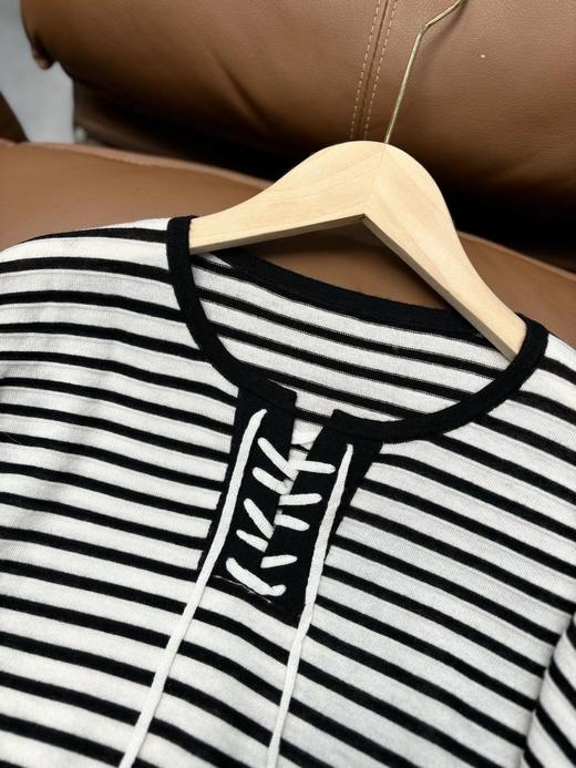 【蚕丝羊毛绑带罗马领条纹上衣】春夏可当防晒软糯亲肤，度假通勤都能穿WD 商品图10