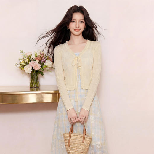 奢姿大码女装2026夏季胖妹妹时尚木耳边设计针织开衫气质减龄上衣9862360059A 商品图1