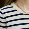 King Deer/鹿王春夏女士休闲时尚圆领短袖针织条纹衫L804022拼色 商品缩略图11
