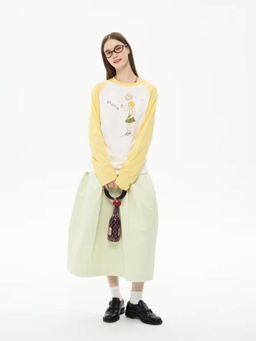 heris/H61113/春日蒲公英印花轻薄竹节松弛长袖T 商品图1