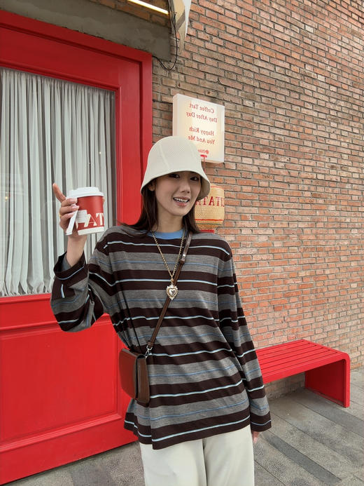 【条纹控】噢蜜ooomeooo条纹羊毛🦙套头衫 商品图2