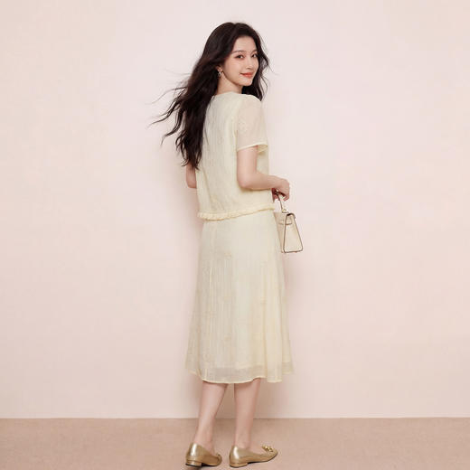 奢姿大码女装2026夏季减龄绣花V领两件套胖妹妹花边甜美时尚套装9962972006 商品图3