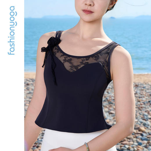 凡圣瑜伽气质蕾丝花朵飘带背心 FC16207 商品图4