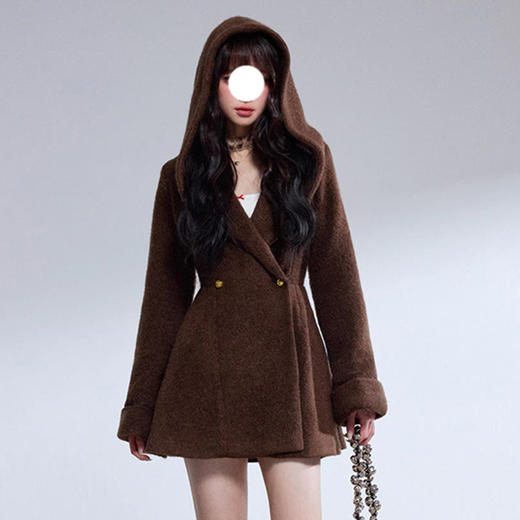 裁缝学苑AH127连帽毛呢羊毛呢子收腰短款大衣纸样女装外套上衣样板 商品图3