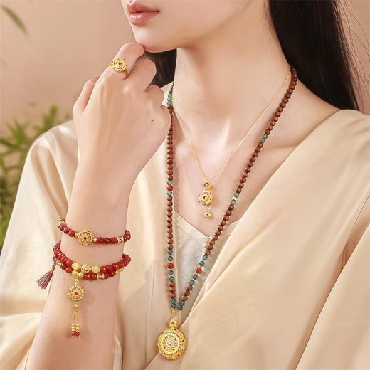 【新品首发】灵转八宝系列 足金黄金钻石红宝石活口戒指 女性礼物MEMORA诗普琳LR828901 商品图2