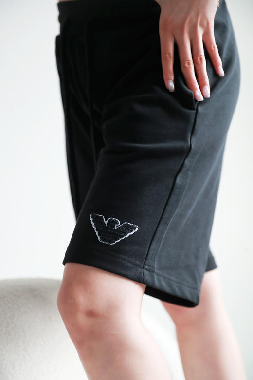 百慕大五分裤，出口意大利。松紧腰刺绣设计基础直筒短裤E031188 商品图11