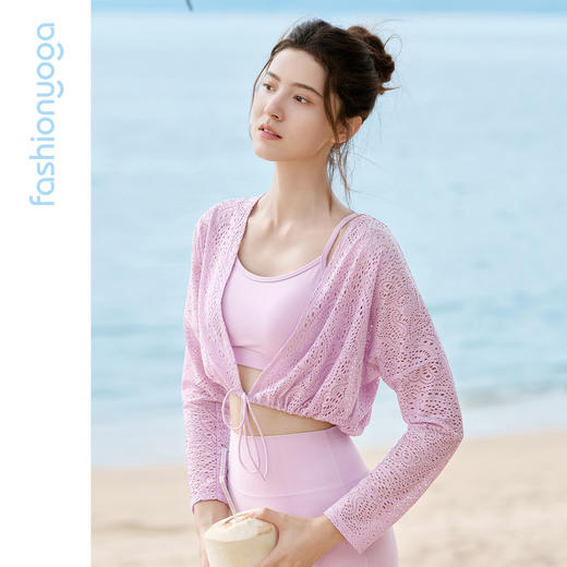 凡圣瑜伽优雅蕾丝长袖外搭F16320 商品图4