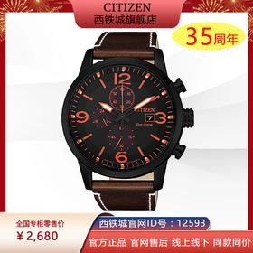 西铁城日本官方正品皮带计时光动能男表CA0617-11E