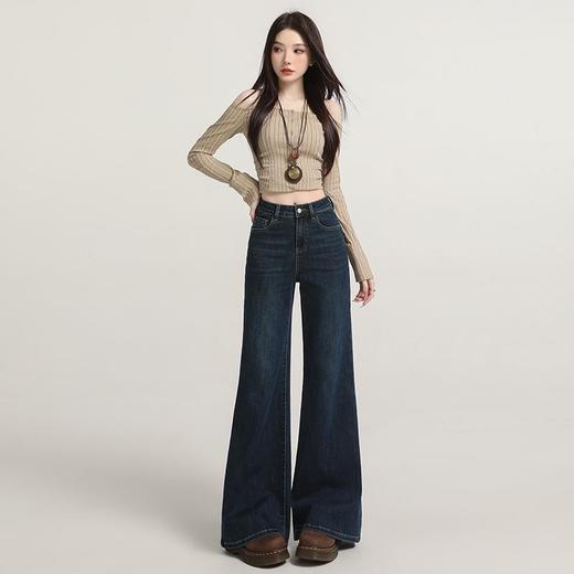 【春季穿搭】微喇牛仔裤女2026春季新款流行高腰阔腿宽松显瘦弹力喇叭裤子 商品图1