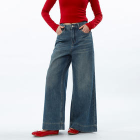 高腰百搭基本款大阔腿牛仔裤-纪念日百货门店同款169694781