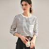 欧芮儿2025年新款春季圆领上衣撞色条纹口袋刺绣休闲简约长袖T恤 商品缩略图0