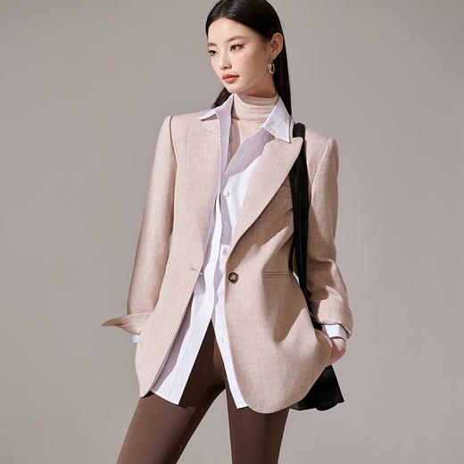 剩S/M/XL 芳外新款通勤外套时尚修身一粒扣西装女8T23CX1026 商品图1