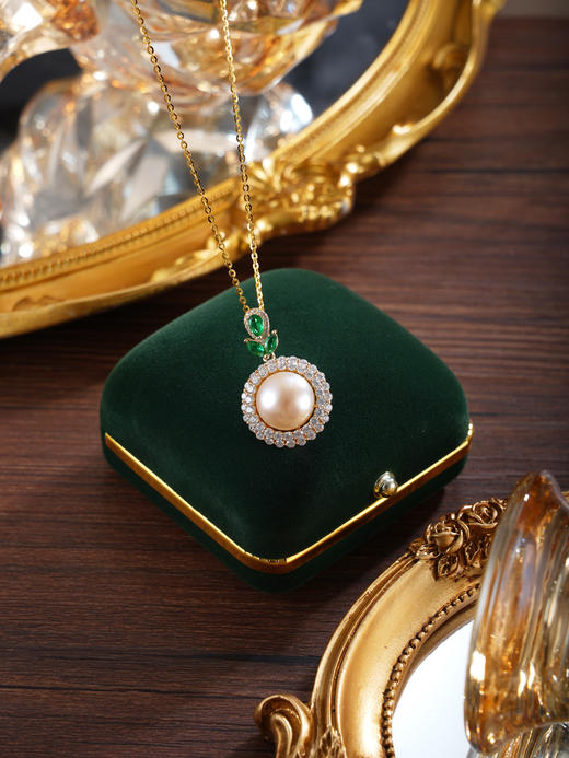 子佩集【暮光之叶】银S925珍珠惜王妃套链项链【P1776】镀金太阳花绿叶2602 商品图2