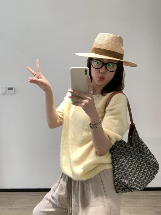 早春马卡龙色系拉毛短袖来喽～无缝一体山羊绒羊毛针织 售后时间：签收3天内，不合适及时申请！ 商品图10