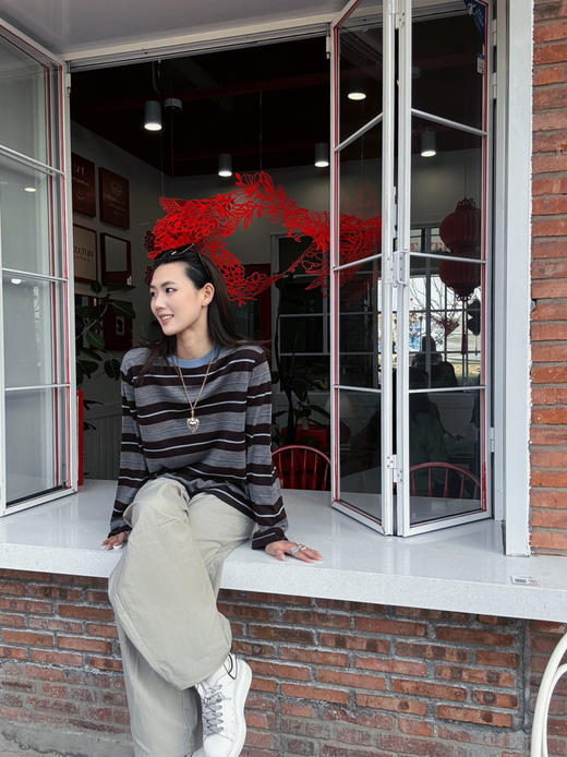 【条纹控】噢蜜ooomeooo条纹羊毛🦙套头衫 商品图7