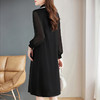 洋气长袖连衣裙女夏季翻领裙子宽松女装2026新款大码女士黑色长裙 商品缩略图4