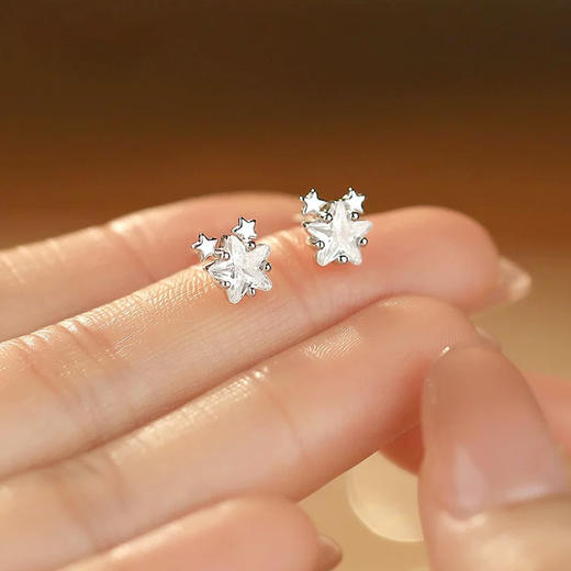 星星点缀锆石设计感银针耳环-160245648 商品图3