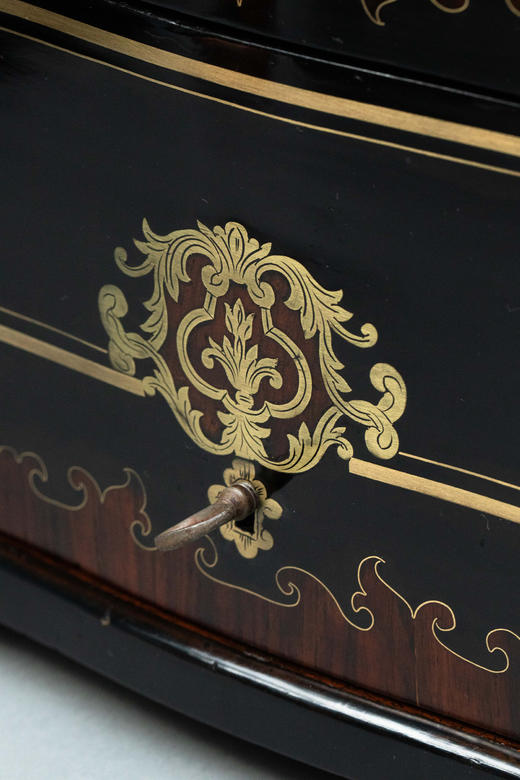 独角鹿西洋古董1850-1870年代法国拿破仑三世时期出品黄铜精雕嵌实木多层雪茄盒 商品图7