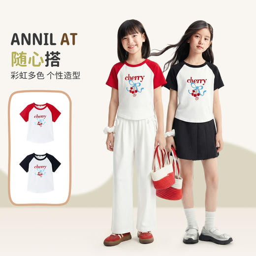 女童圆领短袖针织衫夏季新款安奈儿童装EG621811 商品图1