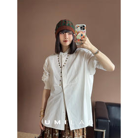 UMILAB｜私服cha*l26春夏秀场款 100%新疆长绒棉H型几何立领衬衫BH1335V