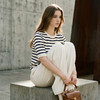 King Deer/鹿王春夏女士休闲时尚圆领短袖针织条纹衫L804022拼色 商品缩略图6