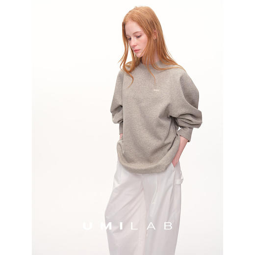 UMILAB｜轻氧日记*建筑感构型 简约混色花纱廓形插肩logo卫衣T788 商品图2