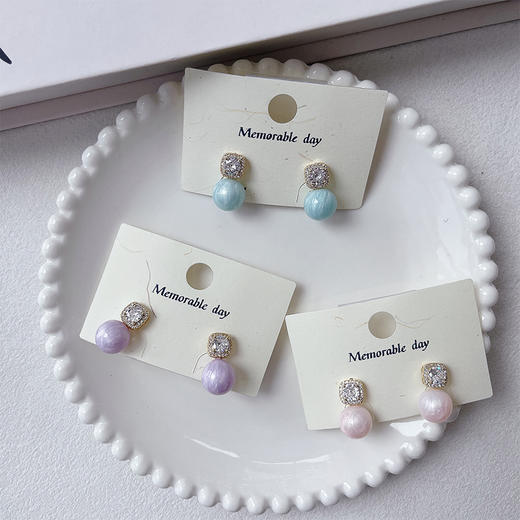 爆款彩色珍珠耳环百搭-纪念日百货门店同款169894011 商品图2