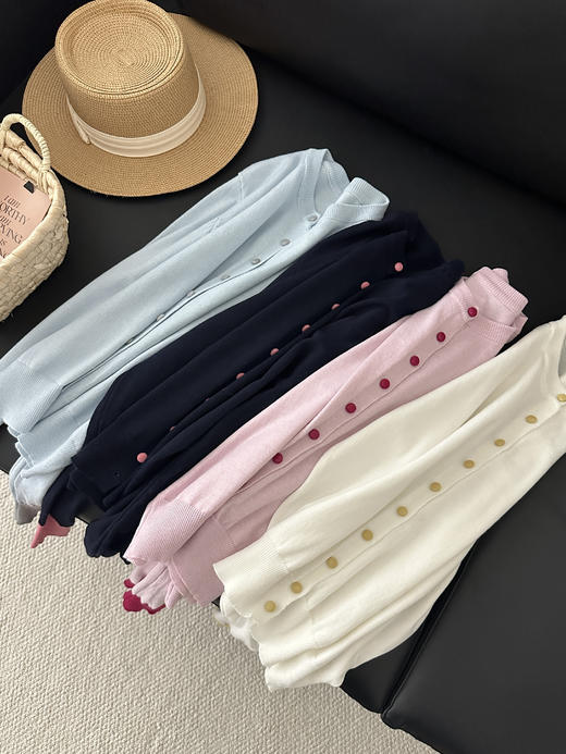 减龄小包扣撞色羊毛莱赛尔针织开衫 商品图6