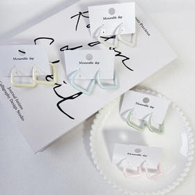 大气百搭彩色方形耳环耳圈（35mm）-纪念日百货门店同款169698846