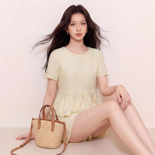 奢姿大码女装2026夏季时尚拼接衣摆两件套胖妹妹气质温柔显瘦套装9962972050 商品图2