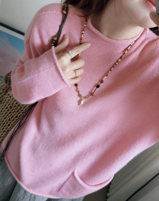 【缩绒卷边薄针织衫】3色可选~细针织羊毛混纺纱线，自带朦胧微透的视觉效果WD 商品图8